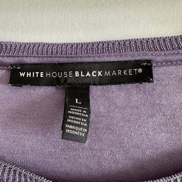 White House Black Market Purple Short Sleeve Knit Top Size L Everyday Essential - Picture 5 of 8